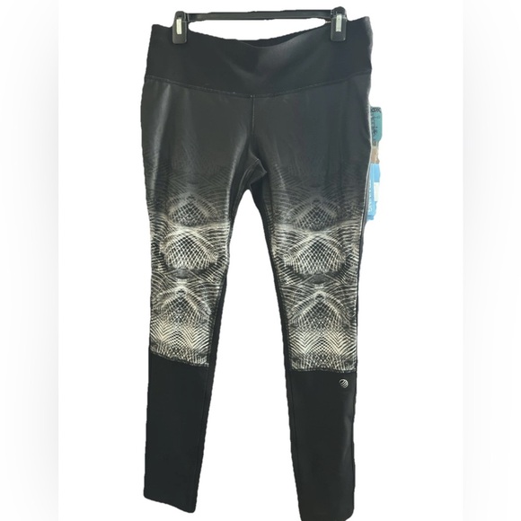 Zella Women's Black Geometric Print Workout Leggings - Picture 1 of 2